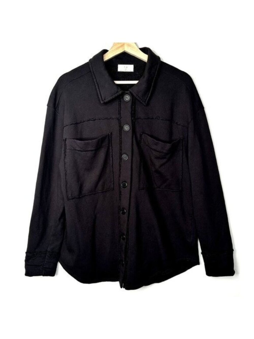 Anthropologie T.LA Womens XS Black Button Front Overshirt Jacket Cotton Utility